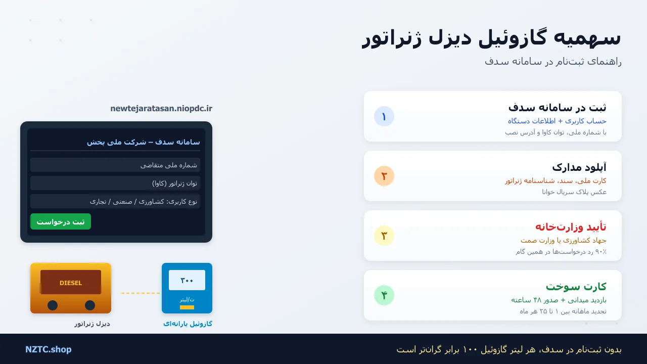 دریافت سهمیه گازوئیل دیزل ژنراتور: راهنمای سامانه سدف